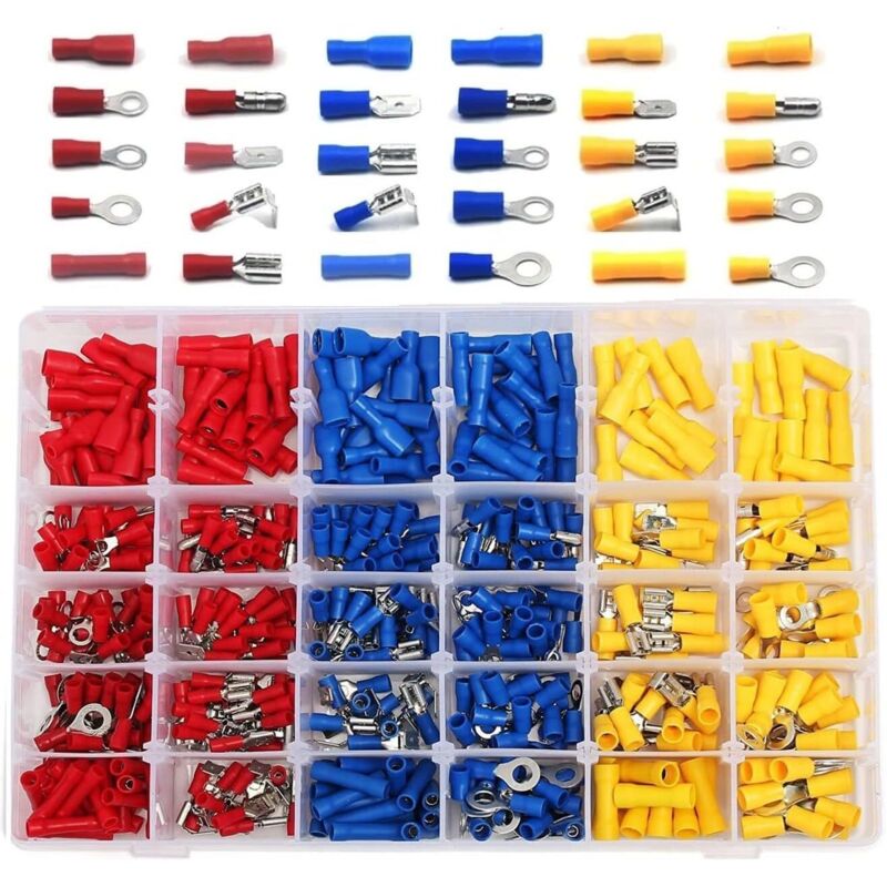 480-teiliges Set Elektrischer Steckverbinder, Kfz-steckverbinder, Crimp-steckverbinder, Runde Und Flache Buchsen Und Stecker, Ösen- Und Ringkabelschuhe, Zylindrische Und Andere – Fei Yu