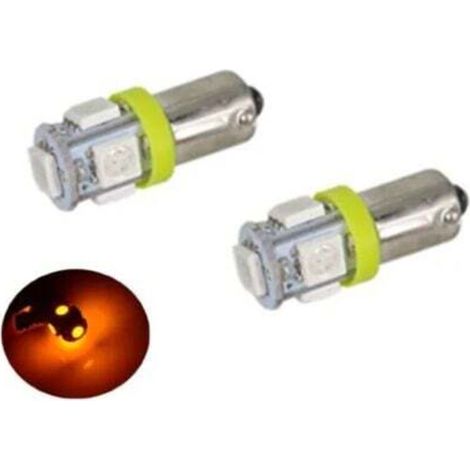 Ba9s Gelb-orange Leds, 5 Smd5050 Leds, T4w, 2er-pack, Silbergraue Form