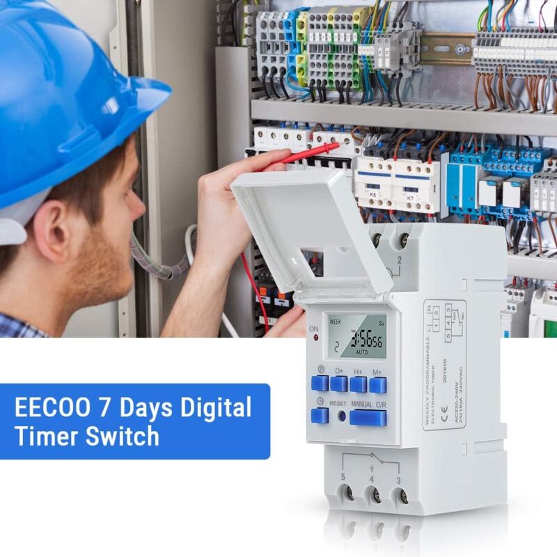 Ej.life – Programmierbarer Timer Ac 220 V 15 A – Din-schienenmontage – Lcd-display – 16 Gruppen – Programmierbar Von 1 Minute Bis 168 Stunden – 3000 W Last