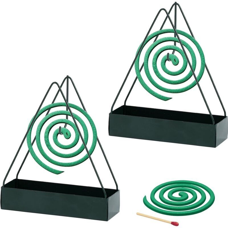 Mückenschutzspiralenhalter, Tragbarer Dreieckiger Metallhalter Für Den Innenbereich / 2 Grüne Teile