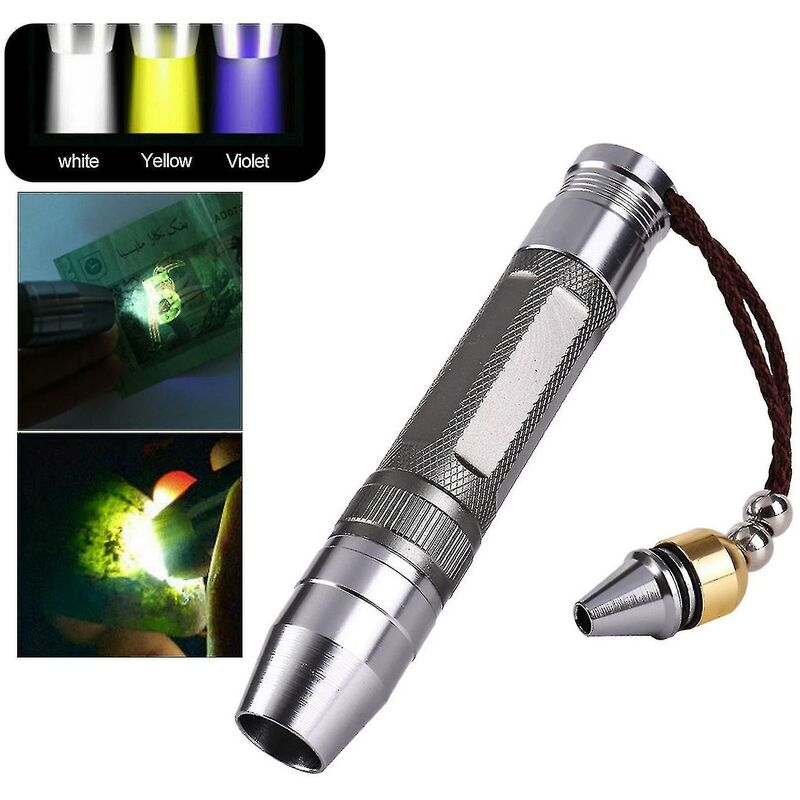 365 Nm Led-taschenlampe, Weißes Bis Gelbes Uv-licht, Geeignet Für Jade-, Edelstein- Und Bernsteinschmuck, Testsilver, 1 Stück