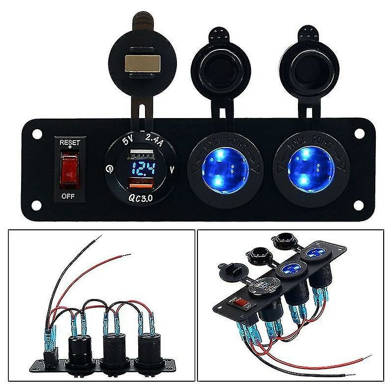 Crea – 12v Zigarettenanzünderbuchse Mit Qc 3.0 Schnellladefunktion Über Usb – Überspannungsschutz Und Digitales Voltmeter – Kompatibel Mit Autos, Motorrädern Und Wohnmobilen
