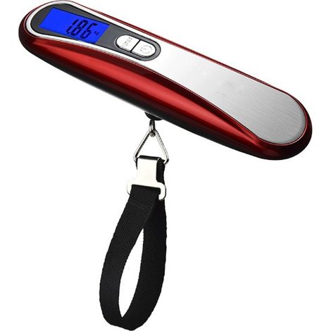 (rot) Mycarbon Elektronische Reisegepäckwaage, Tragbare Kofferwaage, Max. 50 Kg, Tara-funktion, Batterie Inklusive, Kofferwaage Für Reisen, Post, Einkaufen, Zuhause Und Outdoor-aktivitäten