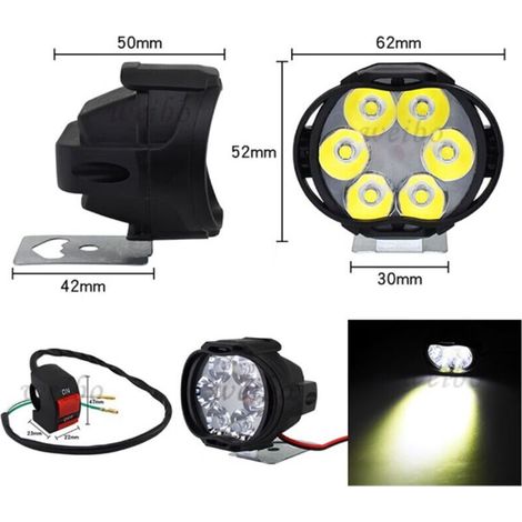 Stück Universelle, Wasserdichte Led-motorrad-zusatzscheinwerfer, 6 Led-nebelscheinwerfer Für Nachtfahrten Mit Rollern Mit Schalter