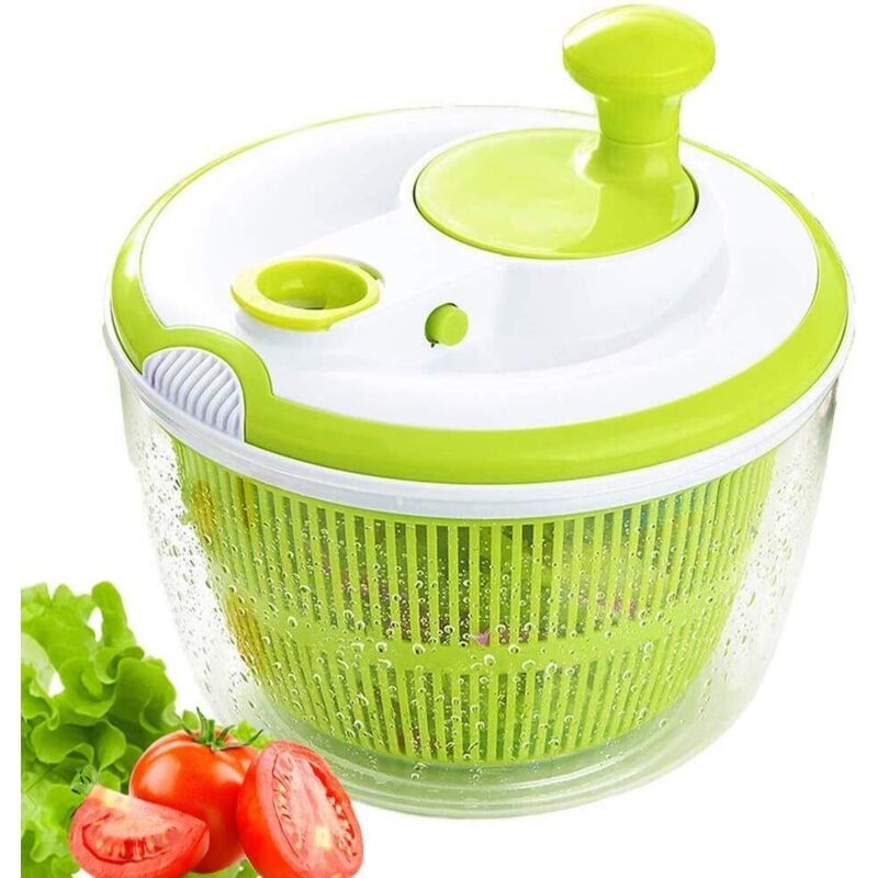 Schnelltrocknender Salatbehälter Zum Trocknen Und Abtropfen Von Salat Und Gemüse, Großes 5-liter-fassungsvermögen, Spülmaschinenfest (grün) - Fei Yu