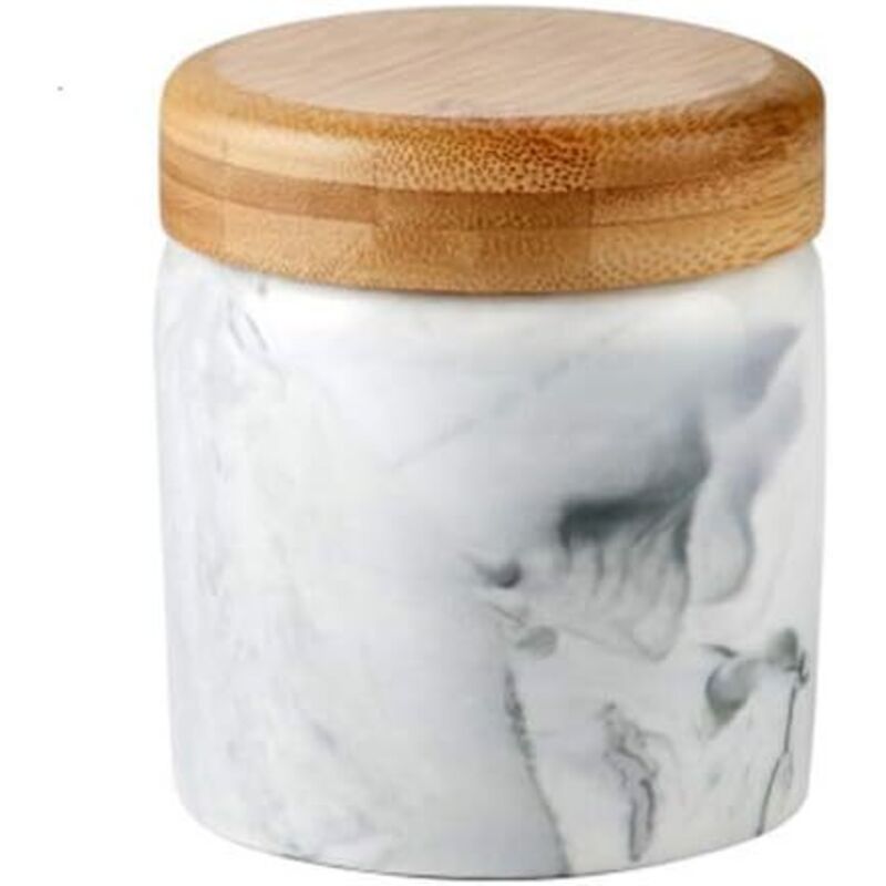 Keramikgefäß Mit Luftdichtem Bambusdeckel – Zur Aufbewahrung Von Tee, Kaffee, Gewürzen Und Vielem Mehr, Keramik, Schwarzer Marmor, 275 Ml (9,3 Oz) – Fei Yu