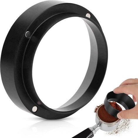 Ulisem Dosierringe, Dosierringe Aus Aluminium Für Kaffeepulver, Trichter Mit Magnetischem Ersatzzubehör Für Kaffeemaschinen, Schwarz (53 Mm)