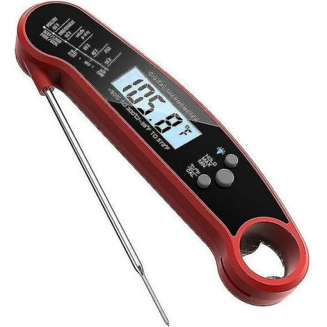 Ulisem Küchenthermometer Mit Klappbaren Sonden, Digitales Sofortthermometer Mit 3 Sekunden Messzeit, Lcd-hintergrundbeleuchtung Und Kalibrierung, Kochthermometer Für Backofen, Fleisch, Grill Und Milch