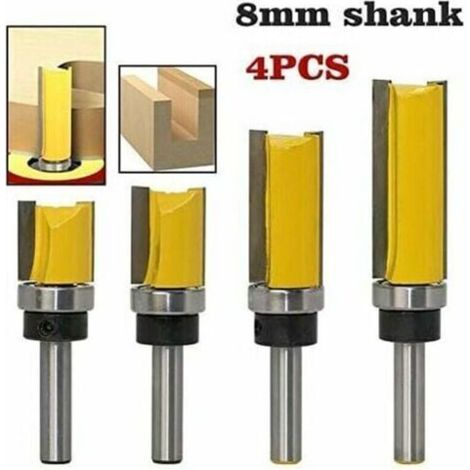 4-teiliges Kopierfräser-set, 8-mm-schaft-holzfräser Mit 38-mm-fräsblatt, Hochwertiger Legierter Stahl Für Die Manuelle Holzbearbeitung Von Massivholz, Spanplatten Und Mdf, Gelb