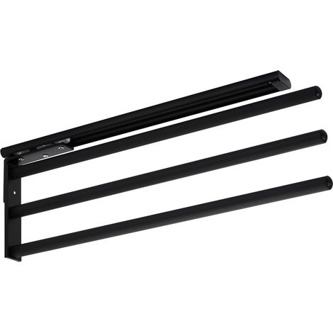 Handtuchhalter – Aluminium – Ausziehbarer, Drehbarer 3-arm – Montage Unter Der Arbeitsplatte Oder Im Schrank – Mattschwarz – 45 X 73 Cm