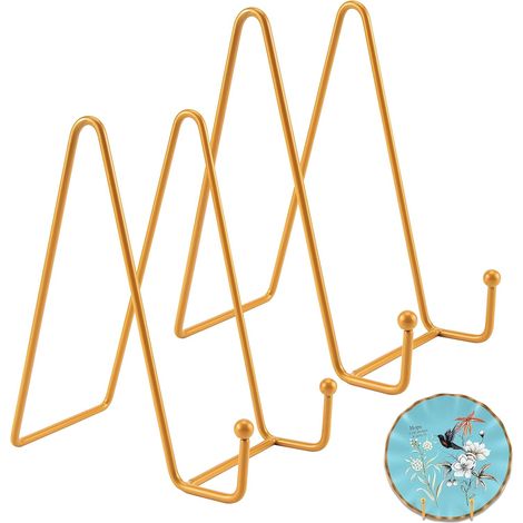 Tellerhalter – Goldfarbener Metall-staffelei-präsentationsständer – Fototeller-kunst – Für Büro Und Wohnzimmer – Gold – 15 X 38 Cm