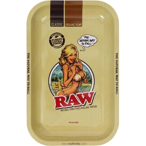 Rolling Tray – Metall – Beige, Mädchenmotiv – Zur Vorbereitung Von Trockenen Materialien – 27,5 X 17,5 Cm
