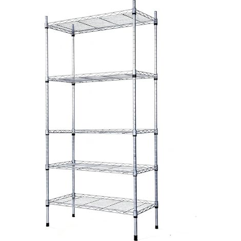 - Lagerregal - Metallregal - 5 Höhenverstellbare Regalböden - Stabiles Stahlgestell Für Garage Und Lager - Silbergrau - 74 X 34 X 150 Cm