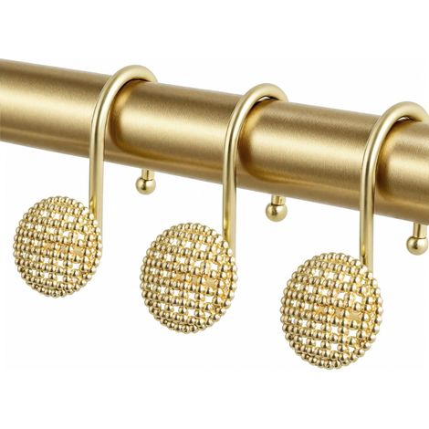 12 - Duschvorhangring - Duschhaken - Robustes Und Feuchtigkeitsbeständiges Metall Für Moderne Badezimmer - Gold - 6 Cm X 4 Cm