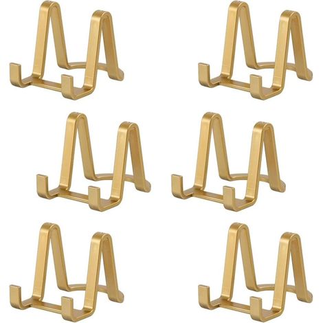 6-teiliges Tellerständer-set – Präsentationsständer – Für Bilderrahmen, Bücher, Küchenutensilien, Postkarten – Gold – 7,6 Cm