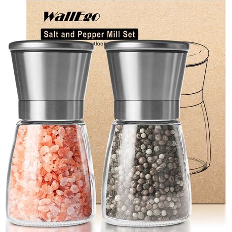 Pfeffermühlen/salzmühlen – Edelstahl Und Glas – Verstellbares Keramikmahlwerk – Für Küche Und Tisch – Silber Und Transparent – 18 X 5 Cm