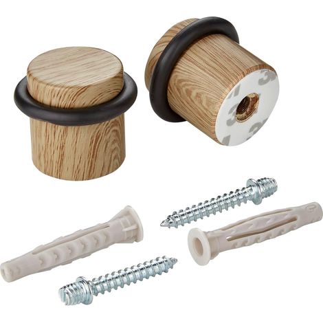 2er-set – Türstopper – Bodenbefestigung – Schraub- Oder Klebemontage – Wand- Und Türschutz – Eichenoptik – 36 X 32 Cm