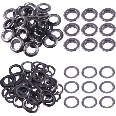 100 Metallösen – Stahlscheiben – Reparatur Von Segeltuch- Und Ledervorhängen – Schwarze Ösen – 17-mm-loch