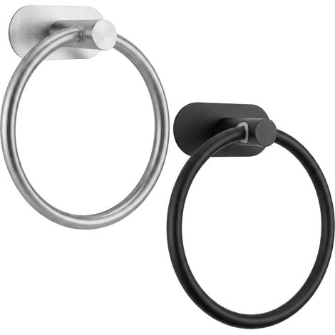 2-teiliges Handtuchring-set, Edelstahl, Selbstklebend, Für Bad Und Küche