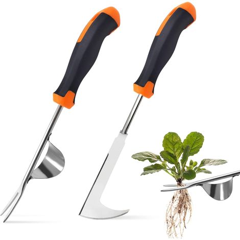 Stück – Manueller Unkrautstecher – Wurzelzieher – Edelstahl – Ergonomischer Griff – Für Garten Und Wege – Schwarz Und Silber – 32 X 35 Cm