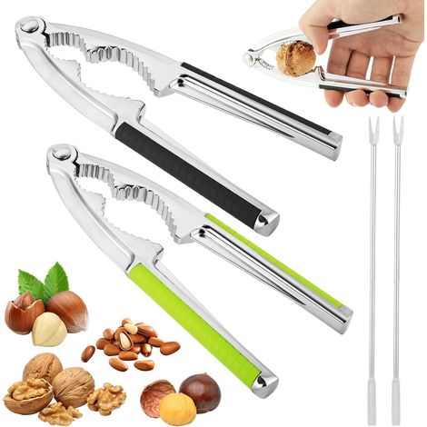2er-set – Nussknacker/nussgabel – Zinklegierung – Rutschfester Griff – Für Nüsse Und Meeresfrüchte – Schwarz Und Grün – 15,5 X 3,9 Cm