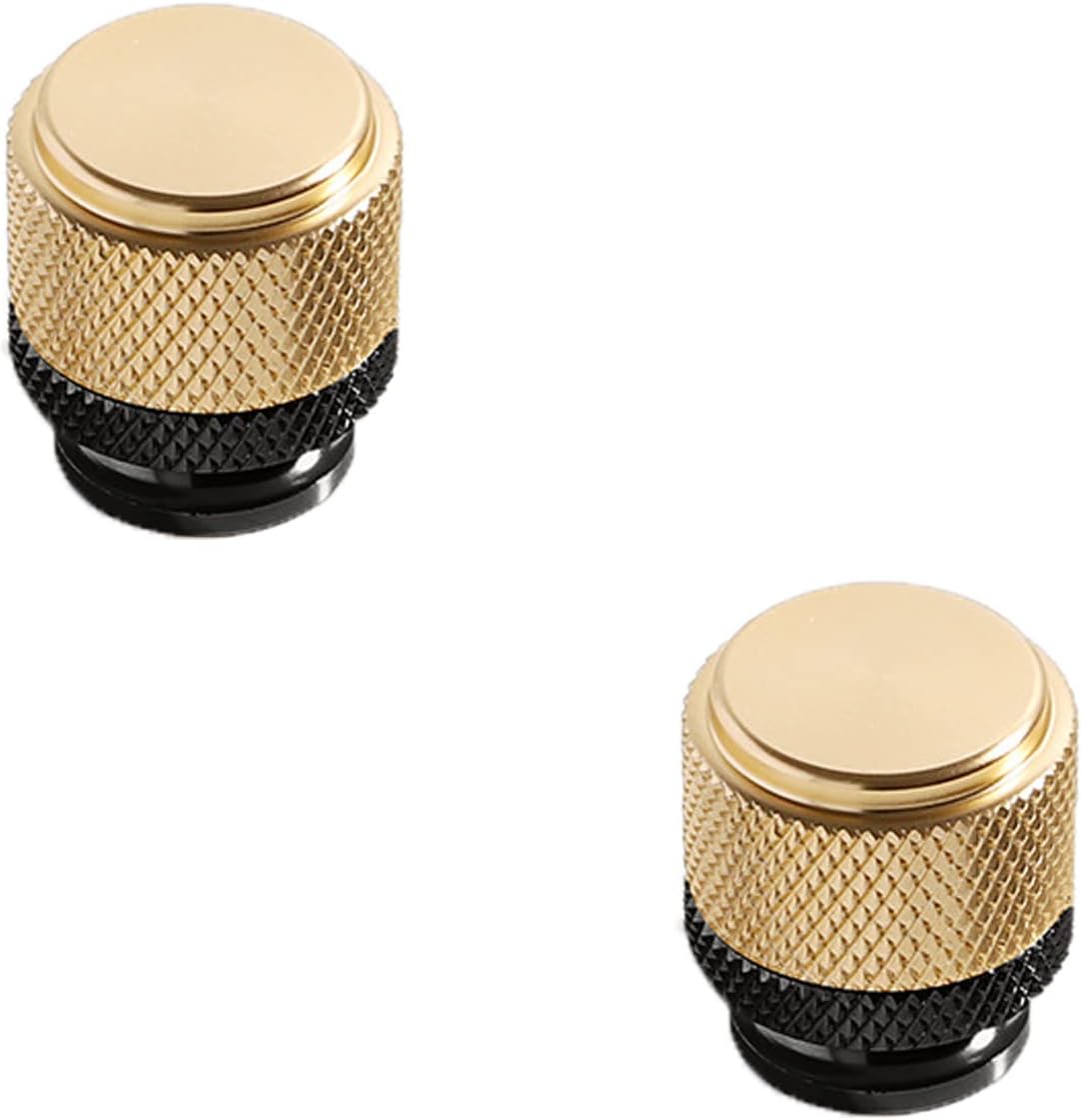 Gerändelte Schrankknöpfe, Runde Schrankgriffe, Schubladengriffe, 2 Stück (gold + Schwarz)