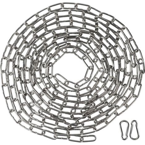 Meter Lange Edelstahlkette (3 Mm) Mit 2 Karabinerhaken, Geeignet Als Führkette, Hundekette, Robuste Trockenkette, Ankerkette Oder Schaukelkette, Maximal 80 Kg.