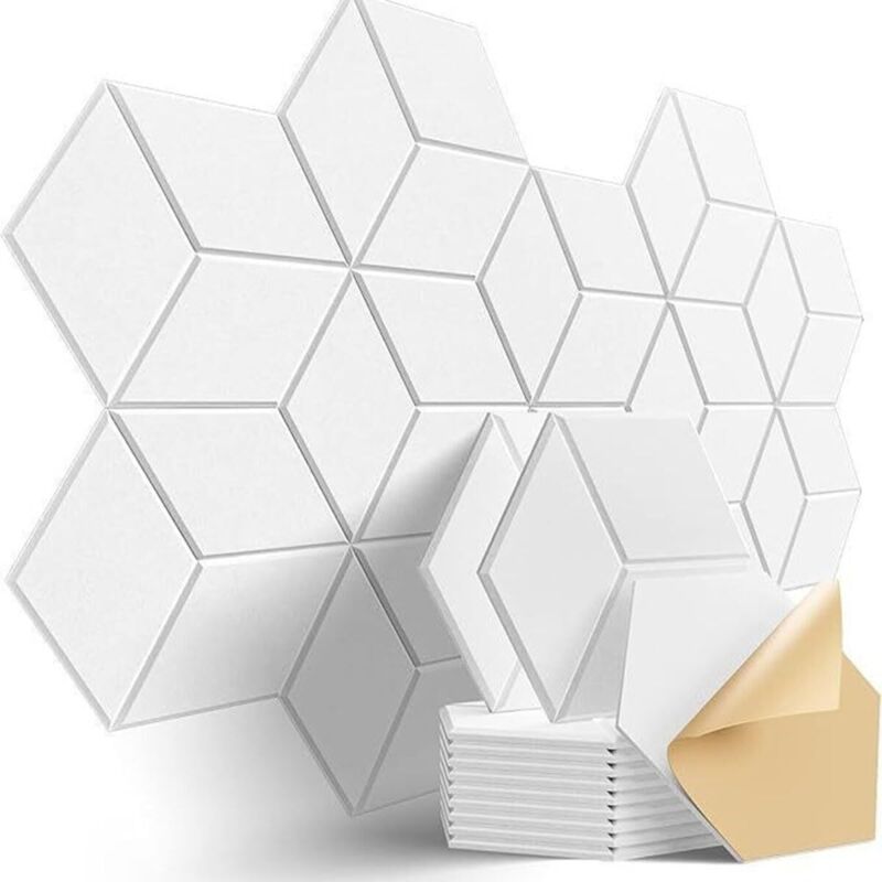 Hochdichte, Selbstklebende, Sechseckige Schallschutzplatten Für Wände, Türen Und Decken, 12er-pack (weiß)