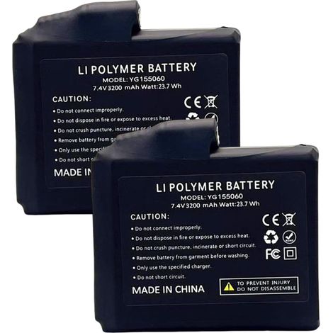 2er-pack Wiederaufladbare 7,4-v-3200-mah-akkus Für Beheizbare Handschuhe, Socken, Westen Und Mützen – Lithium-polymer-akkus Mit Dc-stecker