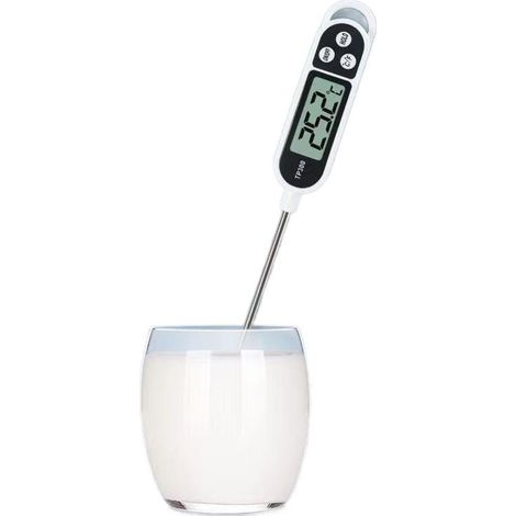 Cspartv Küchenthermometer Mit Lcd-bildschirm, Digitalthermometer Mit Langer Sonde, Hohe Präzision, Sofortanzeige, Kochthermometer Für Grill, Öl, Fleisch, Lebensmittel, Milch, Wein, Heißes Wasser