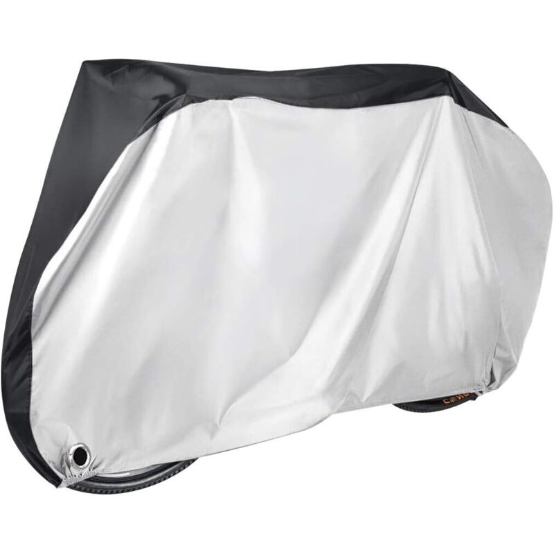 Wasserdichte Fahrradabdeckung – 210d Oxford-gewebe – Reißfest, Sonnen- Und Regenbeständig, Silber-schwarz, Größe 2xl (200 X 85 X 110 Cm)