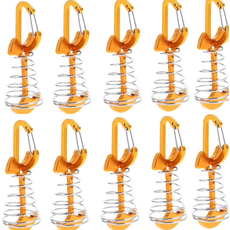 Set Mit 10 Windfesten Ankern Aus Aluminiumlegierung Mit Federschnalle, Für Outdoor-camping, Goldfarben