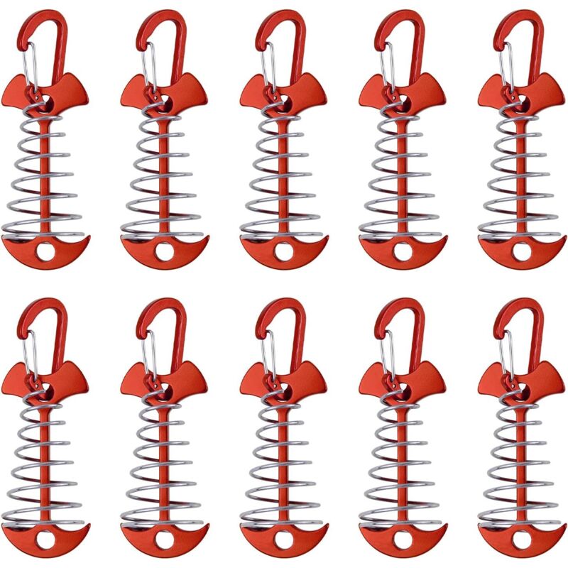 10er-pack Windfeste Heringe Aus Aluminiumlegierung Mit Federverschluss, Für Camping, Tragbar, Rot