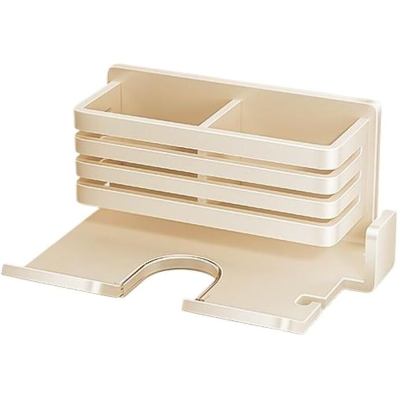 Wandmontierter Haartrocknerhalter, Vielseitiger Wandorganizer Fürs Badezimmer, Haartrocknerständer, Cremeweiß