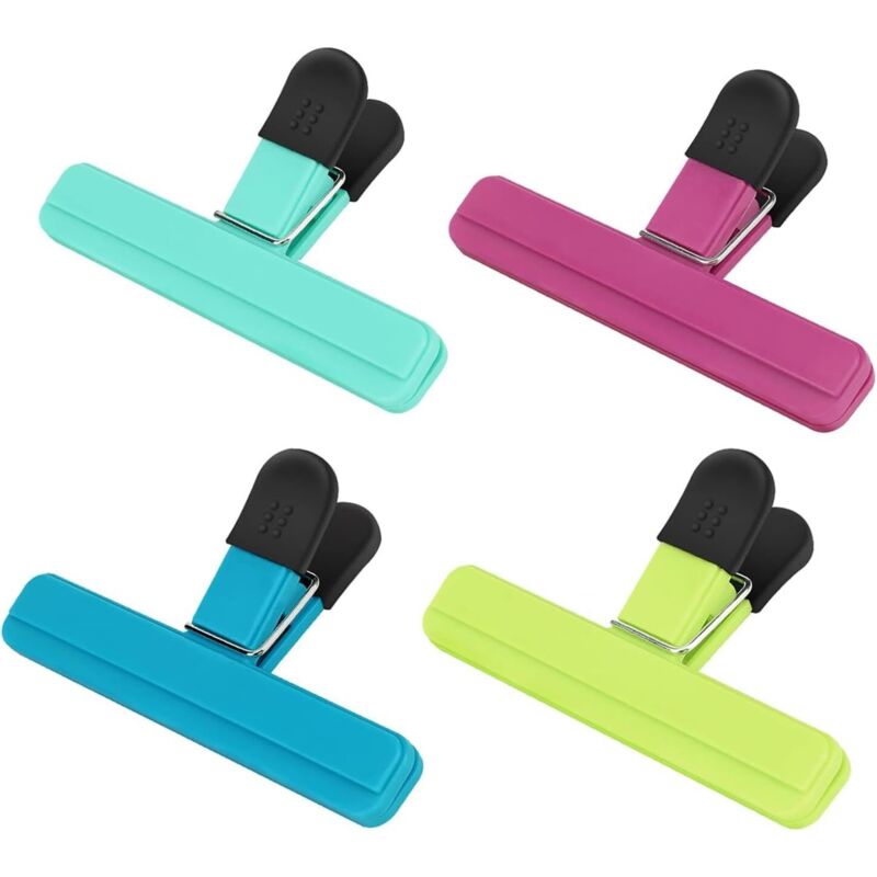 Packung Mit 4 Großen Chipstütenclips, Lebensmittelclips Und Einkaufstütenclips Zur Aufbewahrung Von Lebensmitteln
