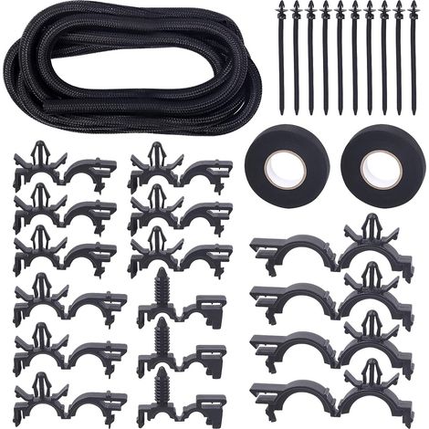 Packung Mit 38 1/2-zoll-pet-dehn-kabelschutzschläuchen Und Kabelbaum-verlegungsclips Inklusive Kabelbindern Für Autos Und Universellem Kfz-montagesatz
