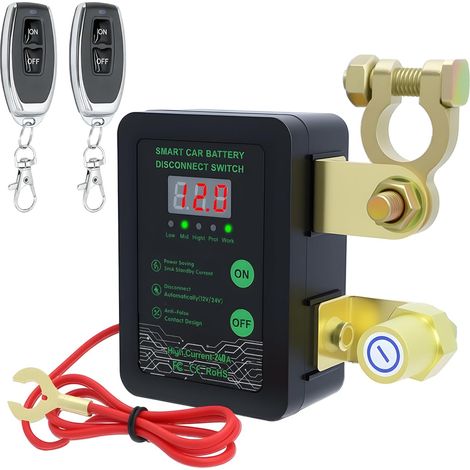 Kabelloser Batterieschutzschalter Mit Led-anzeige, 12v/24v-batterieabschaltung Per Fernbedienung, Automatischer Abschaltschalter Für Auto, Wohnmobil, Atv, Lkw, Boot (schwarz)