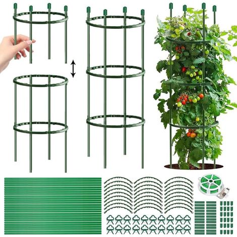 Stütze Für Kirschtomaten, 141-teiliges, Abnehmbares Pflanzenstützsystem, Kletterpflanzenstütze, Fördert Das Pflanzenwachstum – Stützringstäbe Für Hortensien, Pfingstrosen Und Stauden