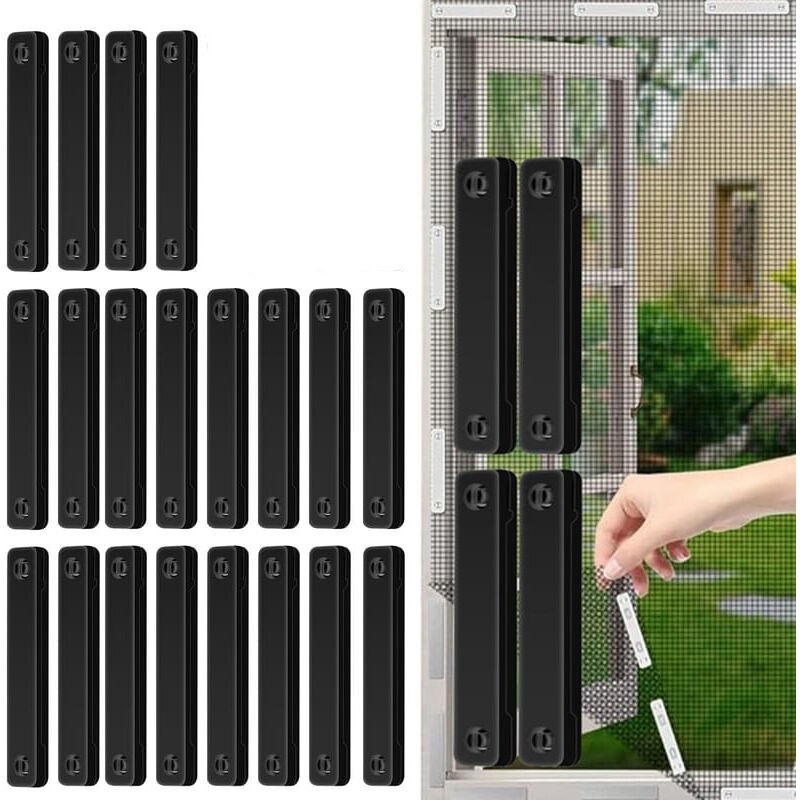 Fensterbefestigungsschlaufen, 24 Mückenschutz-fenstermagnete, Selbstklebende Fenstermagnete, Mückenschutzaufkleber (schwarz)
