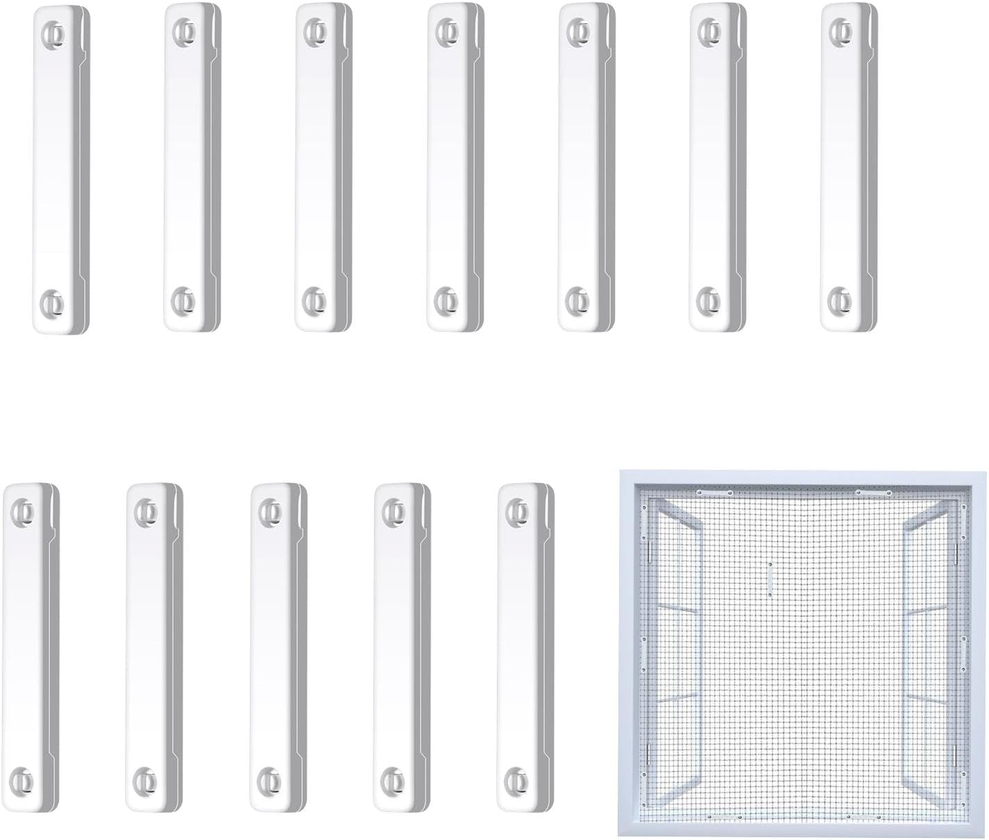 Fensterbefestigungsschlaufen, 12 Mückenschutz-fenstermagnete, Selbstklebende Fenstermagnete, Mückenschutzaufkleber (weiß)