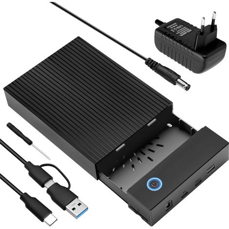 6-gbit/s-usb-c/usb-3.0-sata-festplattenadapter-dockingstation Für 2,5-/3,5-zoll-sata-hdds/ssds, Unterstützt Sd- Und Tf-karten, Mit 12-v-/2-a-netzteil