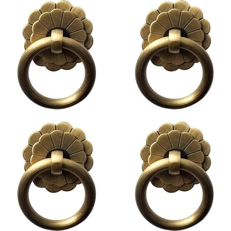Set Mit 4 Antiken Griffringen Aus Messing In Bronzeoptik Für Küchenmöbel Und Schubladen