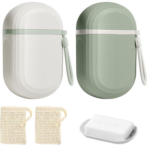 2-teiliges Seifenschalen-set, Wasserdicht Mit Abtropffläche, Pp/pet-kunststoff, Tragbar Für Reisen, Camping Und Sport