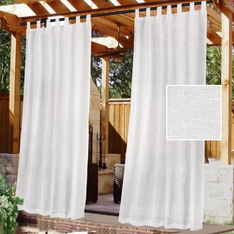 Set Aus Zwei Wasserdichten Outdoor-vorhängen, H 274 X B 132 Cm – Klettverschluss, Uv-schutz, Geeignet Für Gartenhäuser, Terrassen Und Patios, Cremeweiß