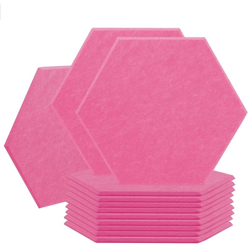 12 Selbstklebende Schallschutzplatten, Hochdichter Schallschutzschaum, Sechseckige Schallschutzplatten, Rosa