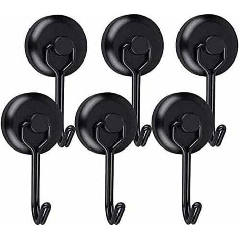 Starker Magnethaken, Drehbarer Kühlschrankmagnet, Schwarzer Neodym-magnethaken, Magnethaken Für Küchentücher, Tablets, 6 Stück T-audace
