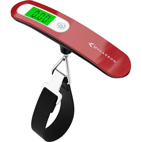 Tragbare Elektronische Reisegepäckwaage, Kofferwaage, 50 Kg/110 Lb (lb, G, Oz, Kg), Tara-funktion, Gewichtssperre, Batterie Inklusive, Handgepäckwaage Für Flugzeug/post/einkauf, Rot