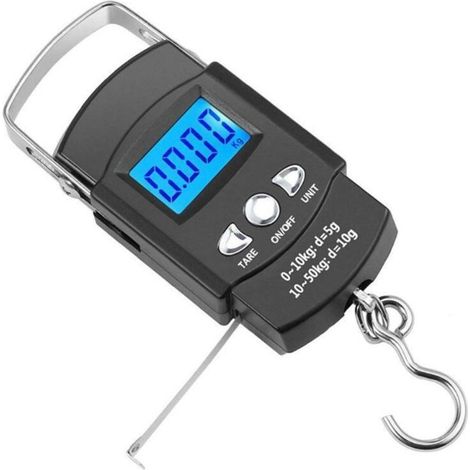 Gepäckwaage, Tragbare Reise-fischwaage, 110 Lb / 50 Kg, Hintergrundbeleuchtetes Lcd-display