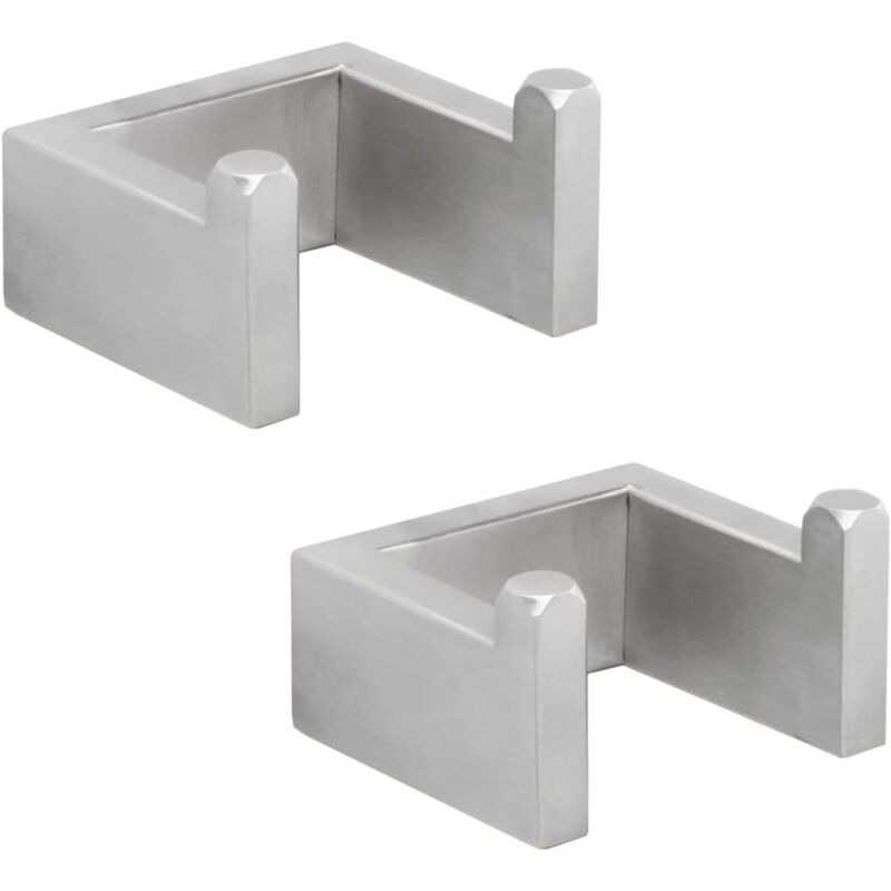 Handtuchhaken, Wandhaken Aus Edelstahl, Quadratisch, 7 X 6,1 X 4 Cm (2 Stück, Gebürstetes Silber)