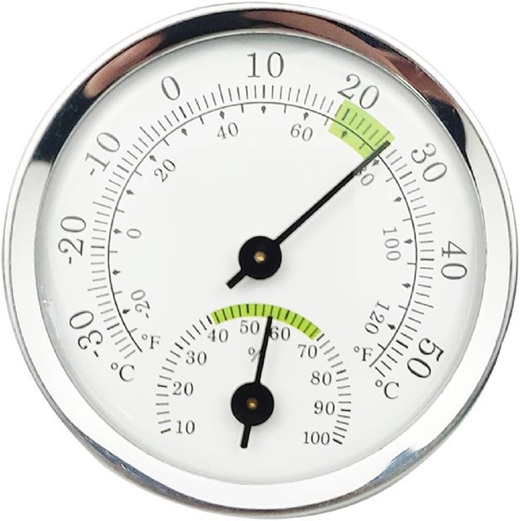 2-in-1-analog-hygrometer Und -thermometer, Mini-thermometer 5,8 Cm, Silbergrün